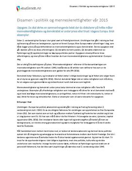 Menneskerettigheter under press | Eksamen i Politikk og menneskerettigheter | Eksamen vår 2015