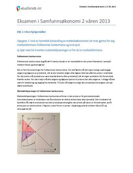 Eksamen i Samfunnsøkonomi | Vår 2013 | Markedsformer | Vekst | Kronekursen | Toll