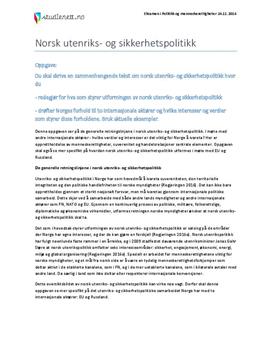 Norsk utenriks- og sikkerhetspolitikk | Eksamen i Politikk og menneskerettigheter | Høst 2014