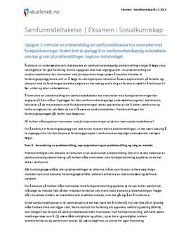 Arbeid og samfunnsdeltakelse | Sosialkunnskap | Eksamen høst 2013