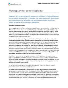 Matoppskrifter som tekstkultur | Eksamen i Kommunikasjon og kultur 2 | Vår 2014