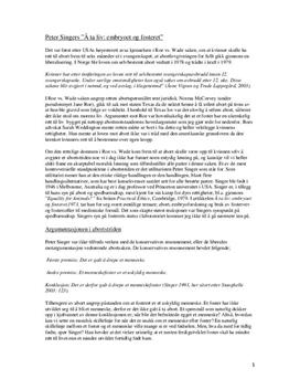 Peter Singer: "Å ta liv; embryoet og fosteret"