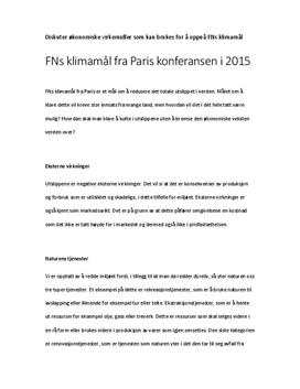 Økonomiske virkemidler i miljøpolitikken - Parisavtalen