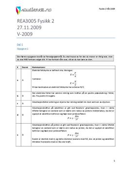 Fysikk 2 Eksamen høst 2009 | Løsningsforslag