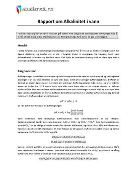 Alkalinitet i vann | Rapport i Kjemi 2