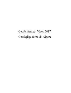 Geofaglige forhold i Alpene | Prosjektoppgave