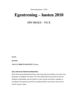 Egentreningsrapport for klatring