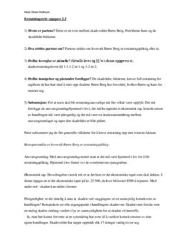 Erstatningsrett | Oppgave 2.3 | Børre Berg