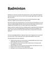 Badminton | Sammendrag | Arbeidskravsanalyse | Øktplan | Agentreningsrapport
